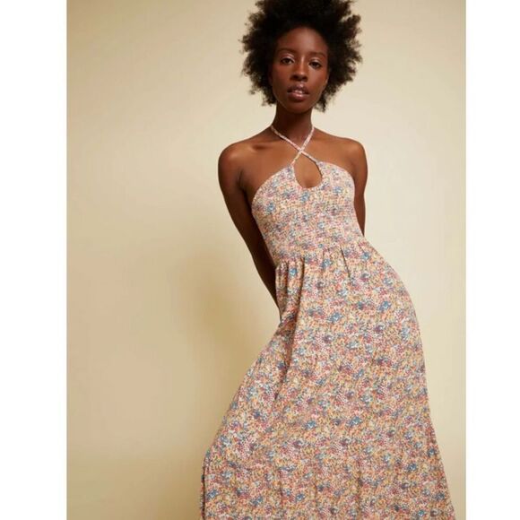 Nation LTD Kira 70s Maxi Dress in Flower Power Size L - Picture 2 of 9